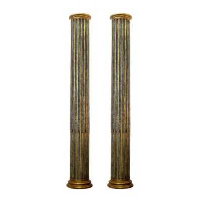 18th Century Marble-Painted Fluted Columns - Set of 2