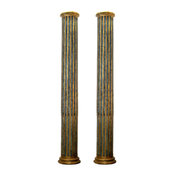 18th Century Marble-Painted Fluted Columns - Set of 2
