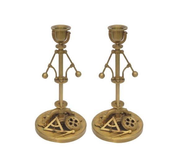 Pair of gilt metal candlesticks