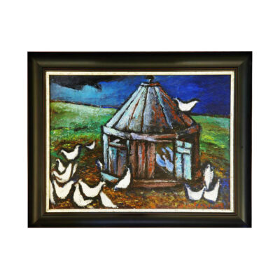 "Seventeen White Chickens by Coop" by Denny Sonke Winters