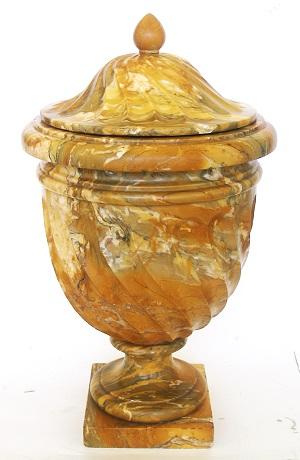 Pair of Marble Lidded Urns