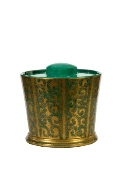 Ice bucket with matching gold metal lid
