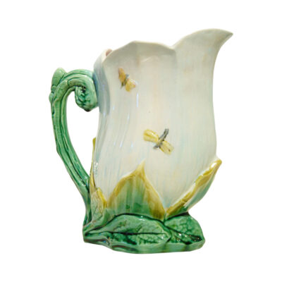 Lovely Adams & Bromely Pitcher of Colorful Clear Lead Glaze. English Majolica. Measures 8 1/2". Circa 1880