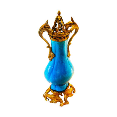 An ormolu-mounted Chinese turquoise glazed vase