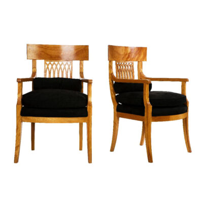 Biedermeier Style Fruitwood Armchairs - Set of 2