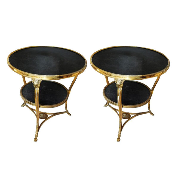 Directoire-Style Gilt Bronze & Marble Gueridons - Set of 2