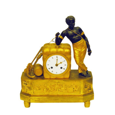 Empire Ormolu & Painted Bronze Mantel Clock