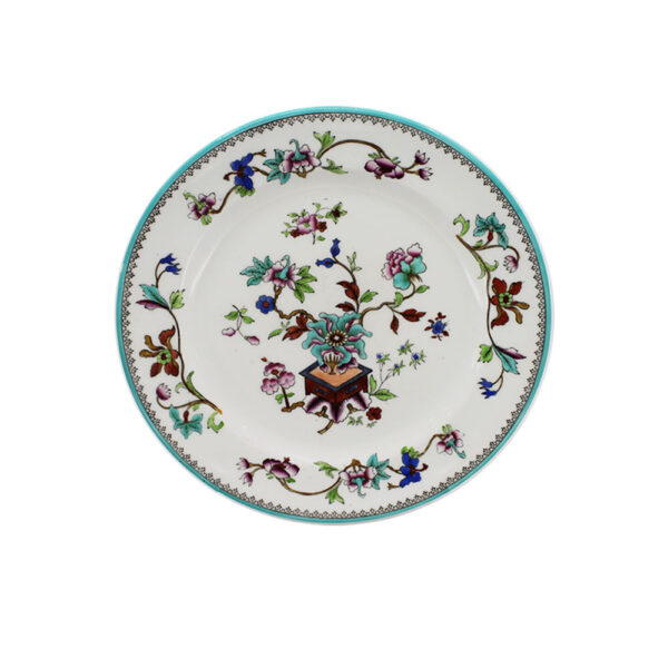 English porcelain plates with hand-painted floral design