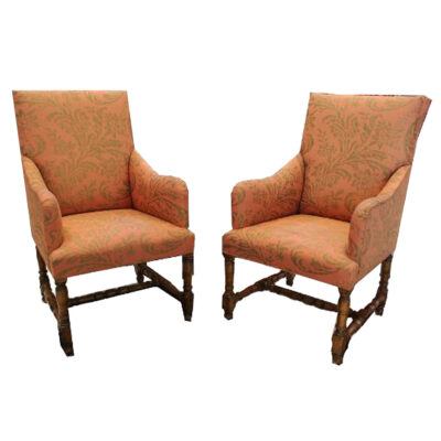 French Style Dining Chairs with Fortuny Fabric