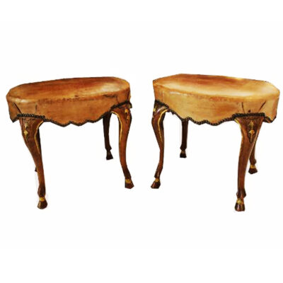 George II Style Parcel Gilt Walnut Oval Stools - Set of 2