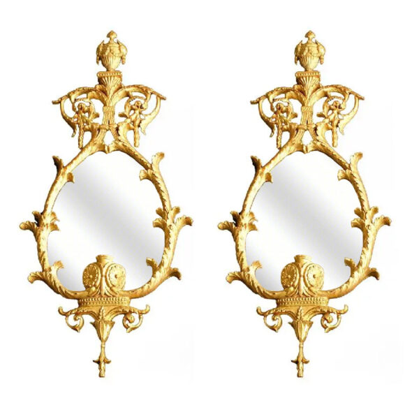 Studio shot of a pair of George III Carved Giltwood Mirrors