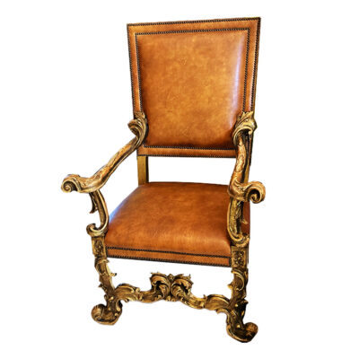 Spanish Colonial Giltwood Throne Chair, 18th-Century Style