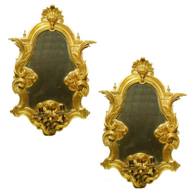 Gold Leaf Mirrored French Sconces