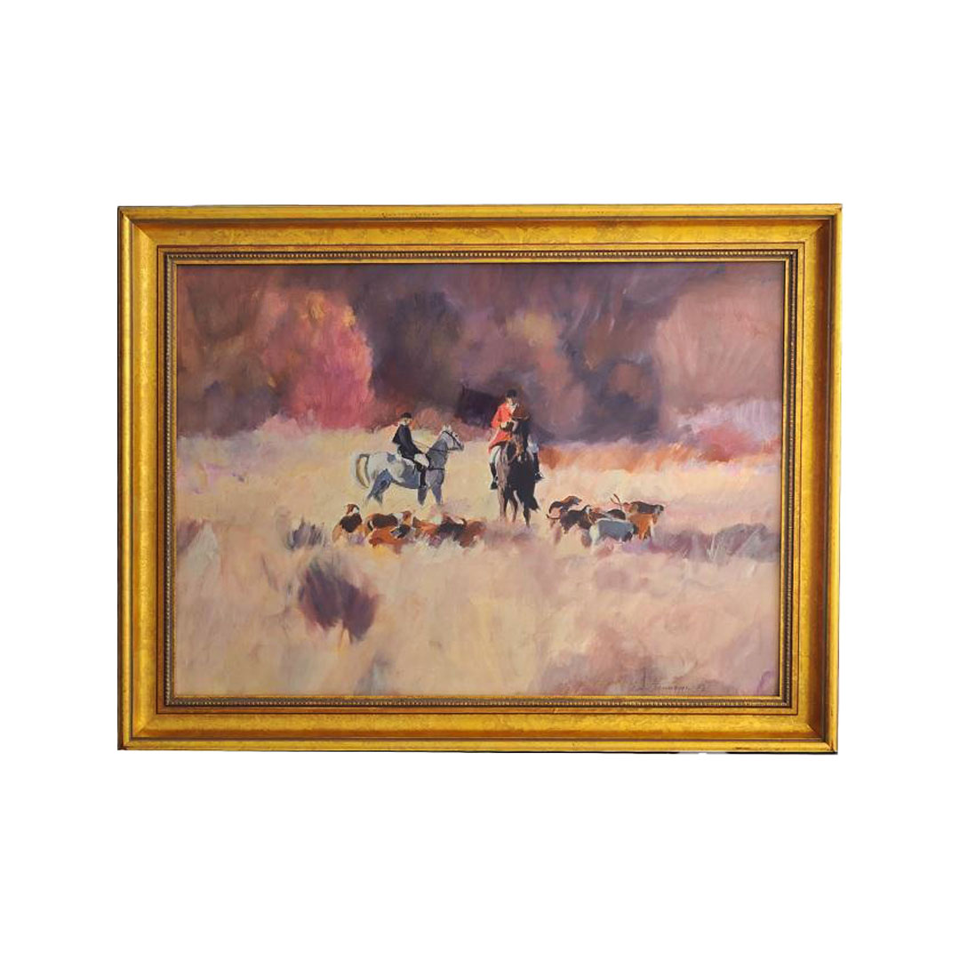 "Hunt Scene" Watercolor Painting, Signed Wm. Strumayer