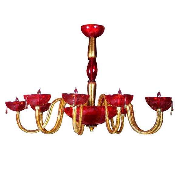 Italian Glass Nine Light Chandelier