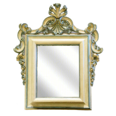Studi Shot of a Italian ivory and blue lacquered mirror