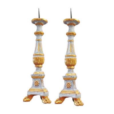 Italian Neoclassical Gilt-Wood Candlesticks