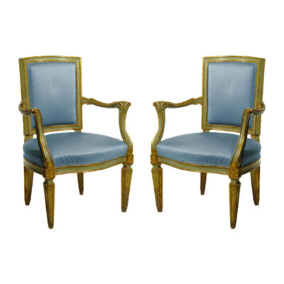 Italian Neoclassical Painted & Parcel Gilt Chairs - Set of 2