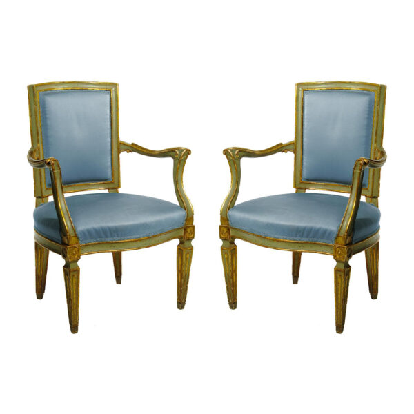 Italian Neoclassical Painted & Parcel Gilt Chairs - Set of 2