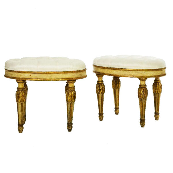 Italian Parcel-gilt Oval Stools - Set of 2
