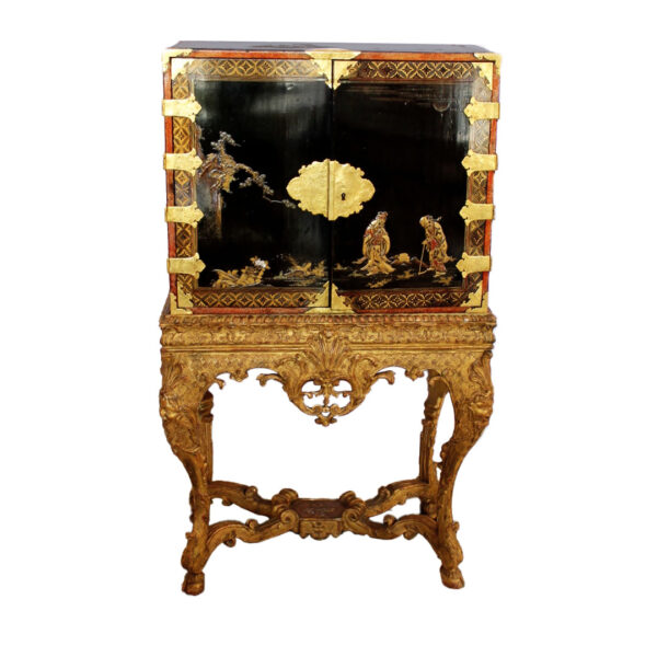 Japanese lacquer cabinet on Regence Giltwood stand.
