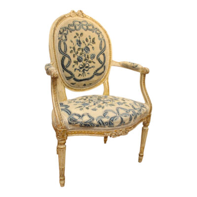 Louis XVI Painted & Parcel Gilt Fauteuils - Set of 6