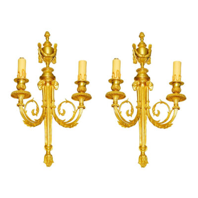 Louis XVI Style Gilt-Bronze Sconces - Set of 2