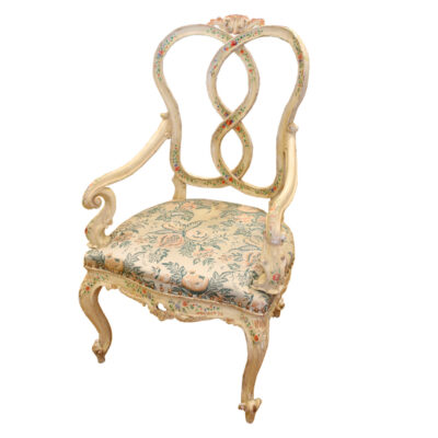 North Italian Cream/Polychrome-Painted Armchairs - Set of 2