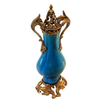 An ormolu-mounted Chinese turquoise glazed vase