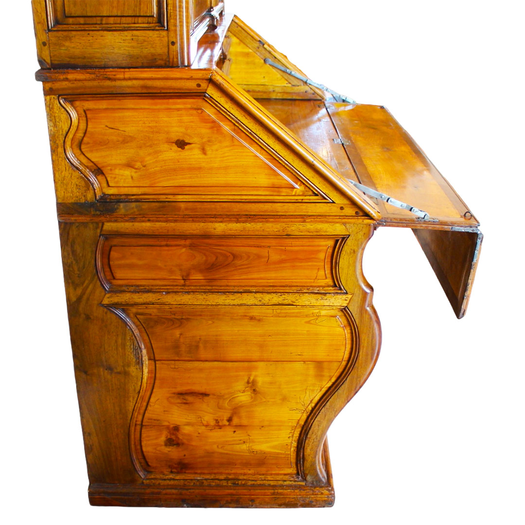 Oversized French Walnut Bureau close up of right side