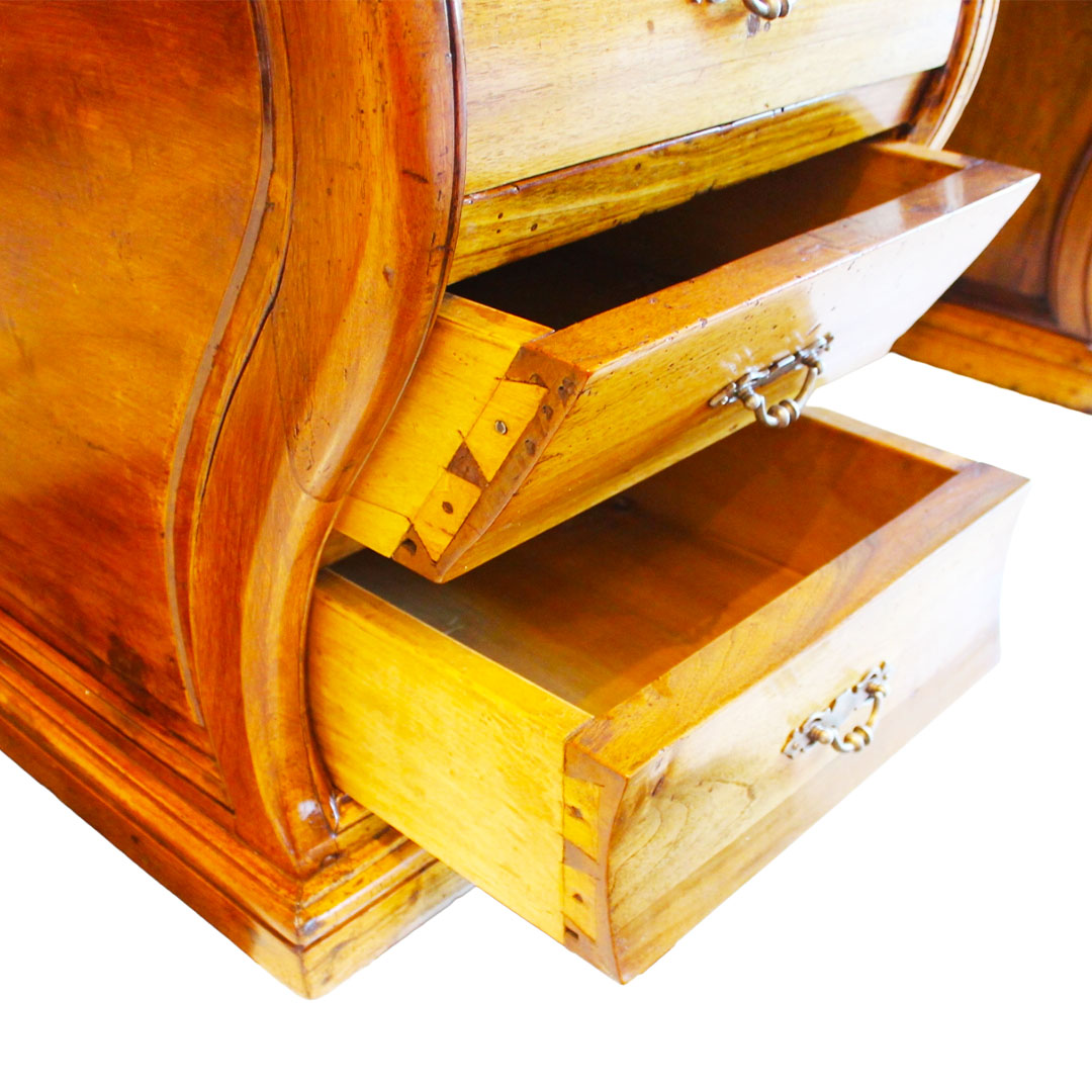 Oversized French Walnut Bureau profile of open drawers