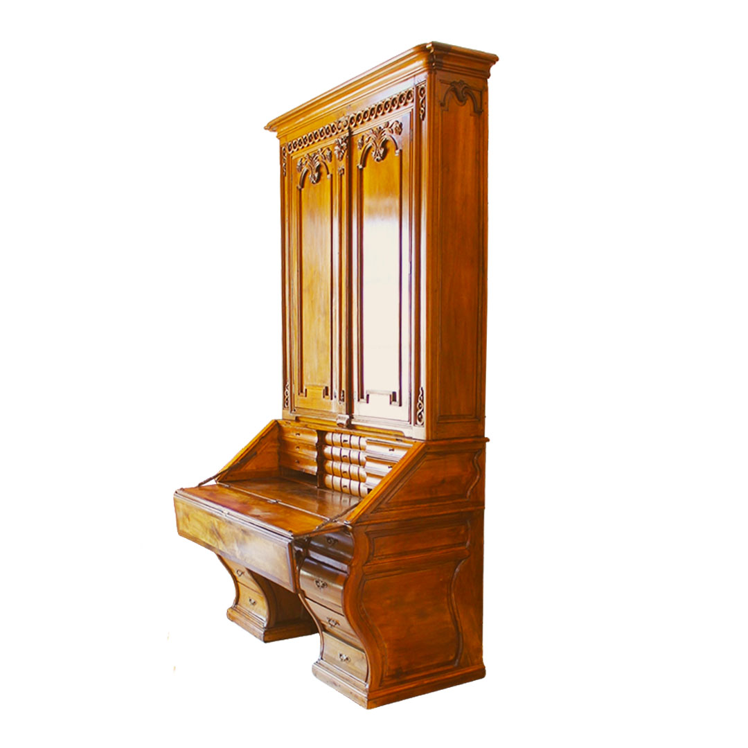 Oversized French Walnut Bureau side profile