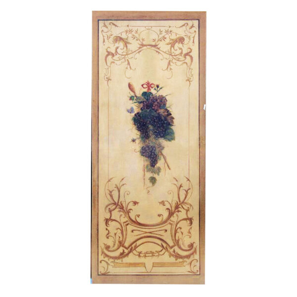 Oil on Canvas Painted Panel, Featuring Grapes on a Vine