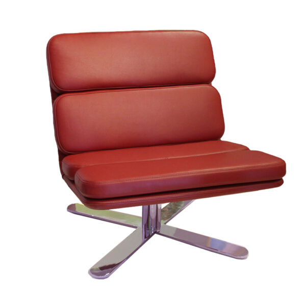 Pair of Mid-Century Modern, John Follis Designed Chairs - Burgundy Leather & Chrome