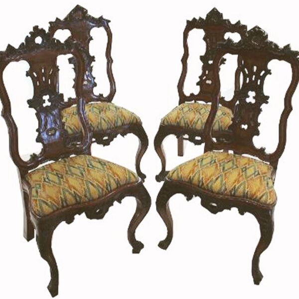 Portuguese Rococo Walnut Side Chairs - Set of 4