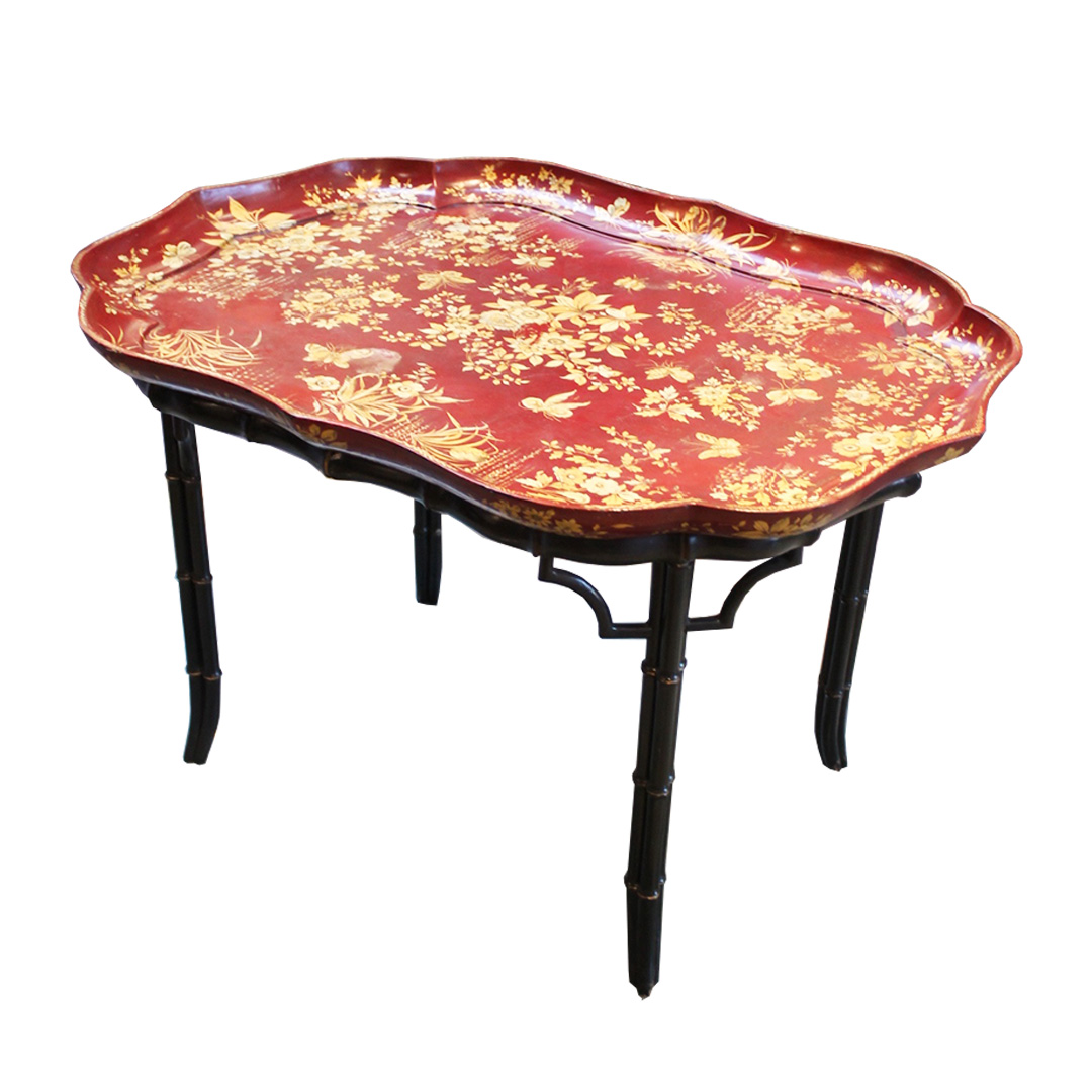 English, Red Japanned & Ebonized Tray Table