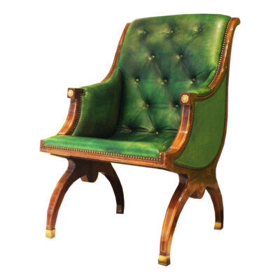 Russian Empire-Style Mahogany Armchairs - Set of 2