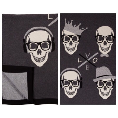 Skull Design Cashmere Throw by Rani Arabella of Italy