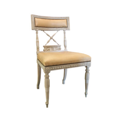 Swedish Neoclassical White Painted Dining Chairs - Set of 8