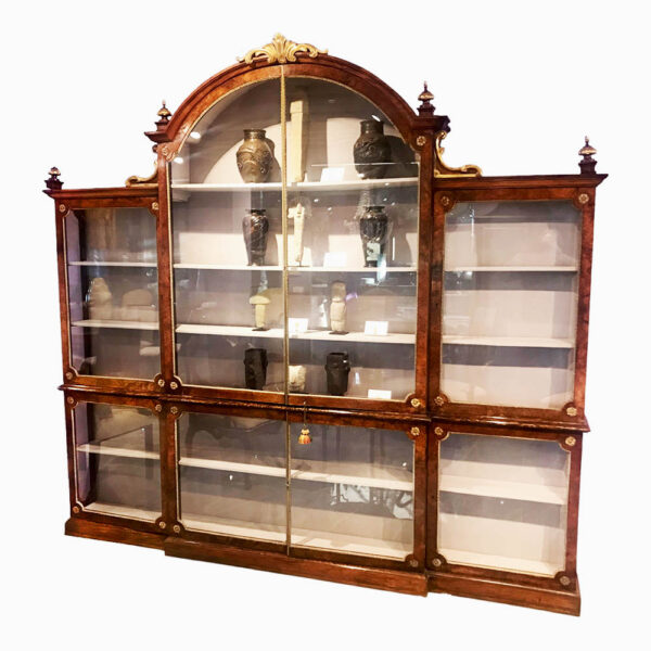 Victorian Burl-Walnut Display Cabinet