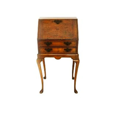 Walnut Cabriolet Leg Mini Slant Front Desk. Circa 1880.