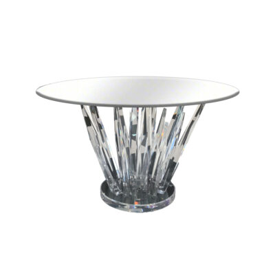 beveled glass entry table with lucite base