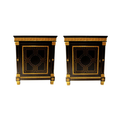 Mewsles D'Appui Cabinets, Ebonized with Ormolu Detail - Set of 2