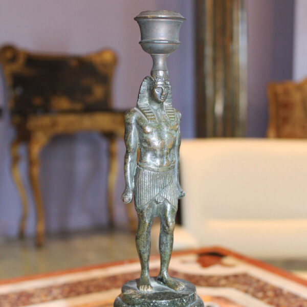 Egyptian Sphynx marble candlesticks