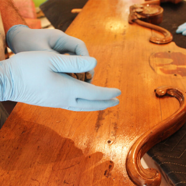 french polish is meticulously applied to each piece before reassembly