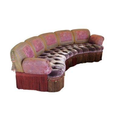 Button-Tufted Curved Five-Seat Sofa, Circa 1920