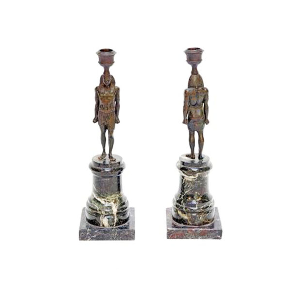 Marble Sphynx Candlesticks - Set of 2
