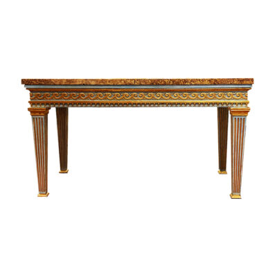 French Louis XVI-Style Gilded Wood Table with Marble Top