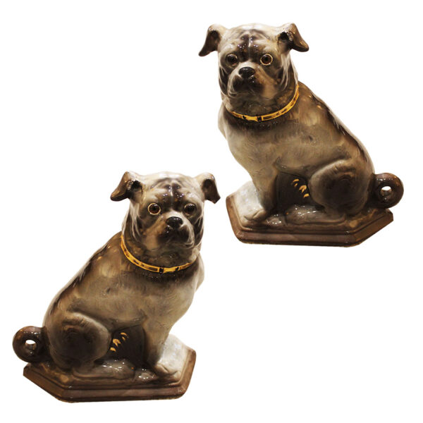 set of grey ceramic dogs