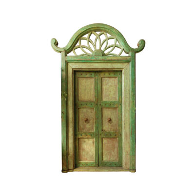 Indian Neoclassical pale green painted doors and door surround. Rajasthan, early 19th century.